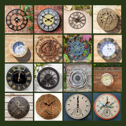 Garden wall clock thermometer - wall,