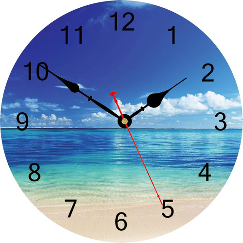 Lovely blue sea wall - sea, clock