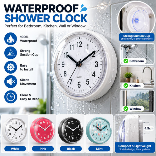 Waterproof shower clock - waterproof,
