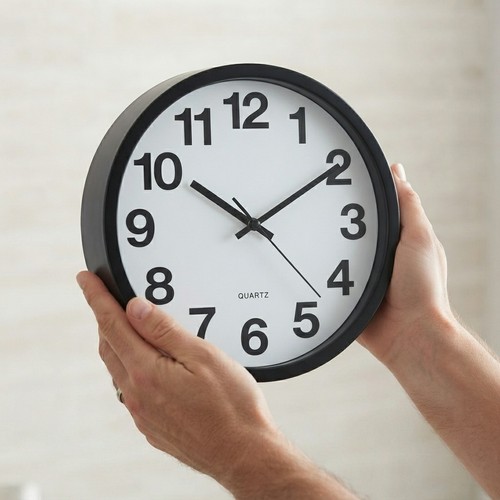 Black round wall clock - round,