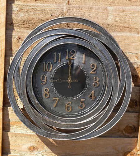 Silver garden wall clock large - clock,