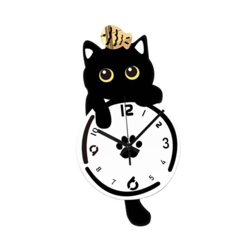 Cat wall clock compact stylish - wall,